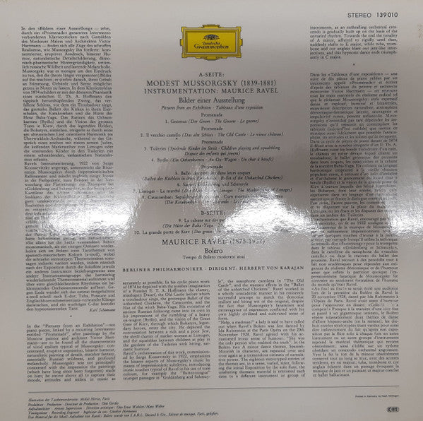 Ravel* / Mussorgsky* - Ravel*, Berlin Philharmonic Orchestra* · Herbert von Karajan : Bolero / Pictures At An Exhibition (LP, RE, RP, PRS)