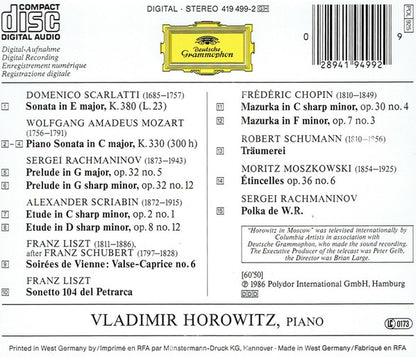 Horowitz* : Horowitz In Moscow (CD, Album, RE, PDO)