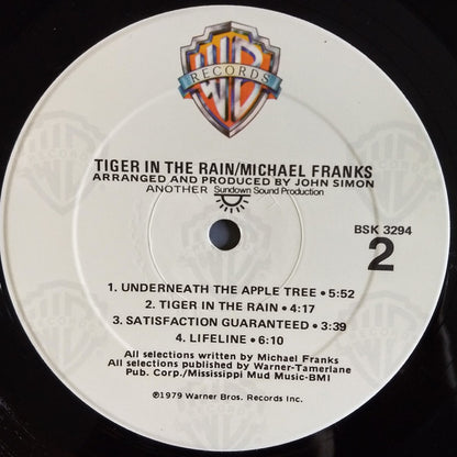 Michael Franks : Tiger In The Rain (LP, Album, RP, Win)