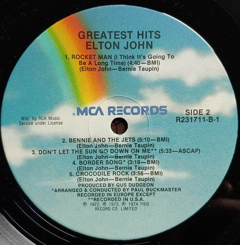 Elton John : Greatest Hits (Volumes One And Two) (2xLP, Comp, Club, Ind)