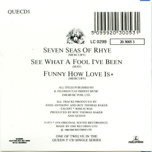 Queen : Seven Seas Of Rhye (CD, Mini, Maxi)