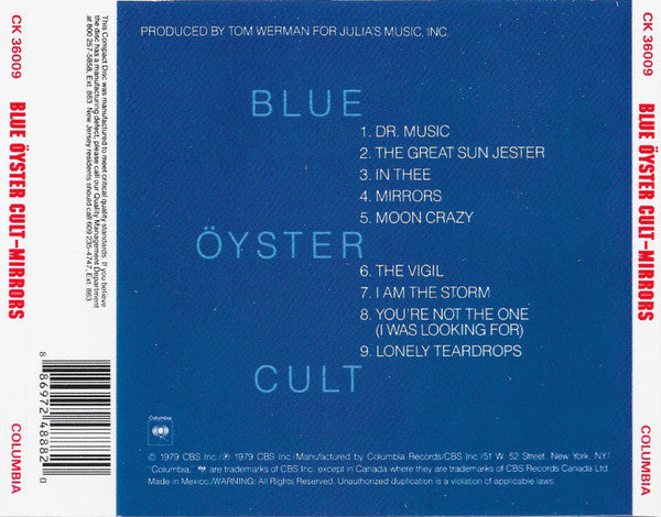 Blue Öyster Cult : Mirrors (CD, Album, RE)