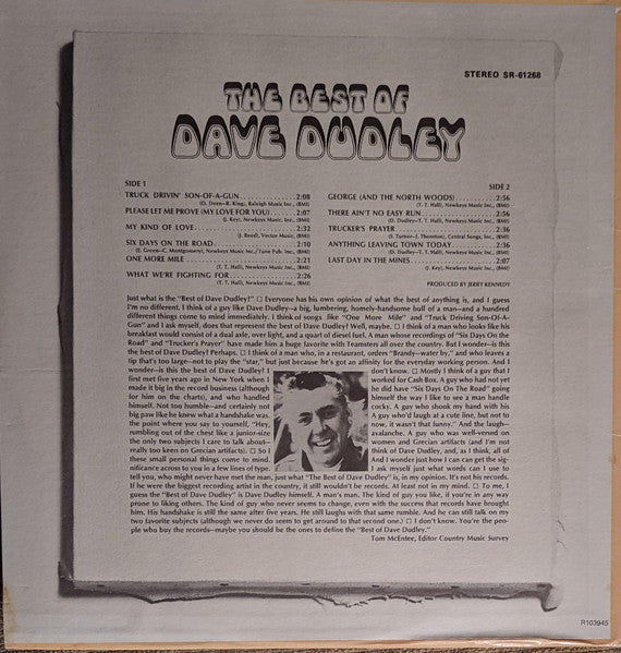 Dave Dudley : The Best Of Dave Dudley (LP, Comp, RE)