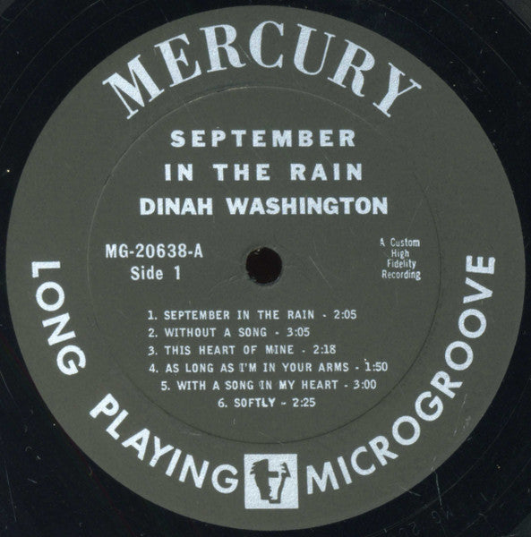 Dinah Washington : September In The Rain (LP, Album, Mono)