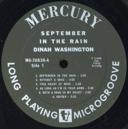 Dinah Washington : September In The Rain (LP, Album, Mono)