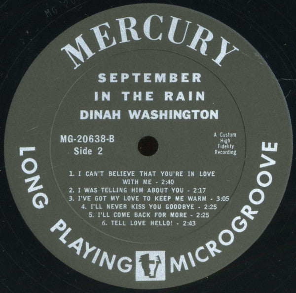 Dinah Washington : September In The Rain (LP, Album, Mono)