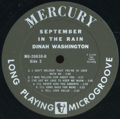 Dinah Washington : September In The Rain (LP, Album, Mono)