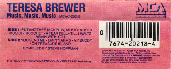 Teresa Brewer : Music, Music, Music (Cass, Comp)