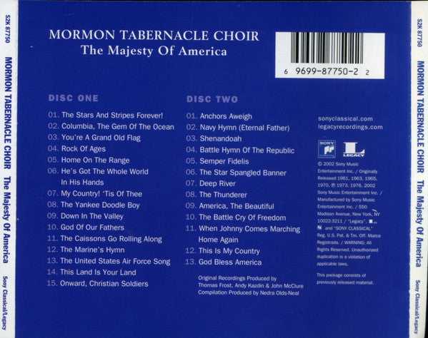 Mormon Tabernacle Choir : The Majesty Of America (2xCD, Comp)