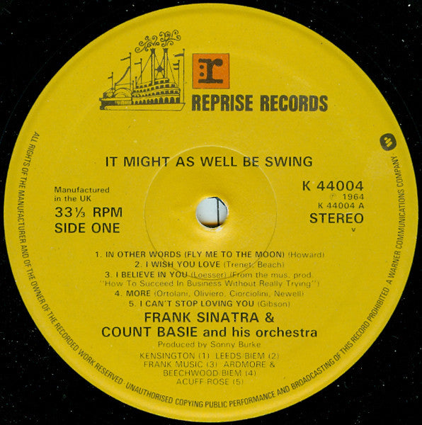 Frank Sinatra • Count Basie And His Orchestra* : It Might As Well Be Swing (LP, RE)