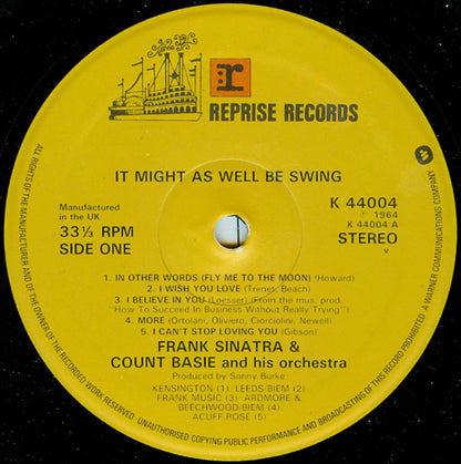 Frank Sinatra • Count Basie And His Orchestra* : It Might As Well Be Swing (LP, RE)