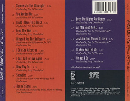 Anne Murray : Fifteen Of The Best (CD, Comp, Club)