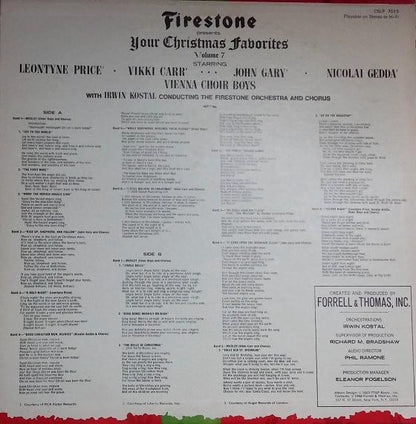 Leontyne Price, Vikki Carr, John Gary, Nicolai Gedda, Vienna Choir Boys*, The Firestone Orchestra And Chorus Conducted By Irwin Kostal : Firestone Presents Your Christmas Favorites Volume 7 (LP, Album, Ind)