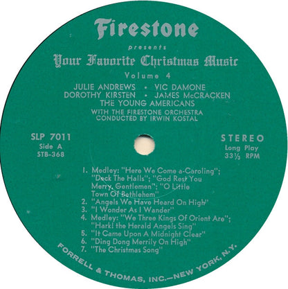 Irwin Kostal And The Firestone Orchestra Starring Julie Andrews • Vic Damone ••• Dorothy Kirsten • James McCracken, The Young Americans : Firestone Presents Your Favorite Christmas Music Volume 4 (LP, Album)