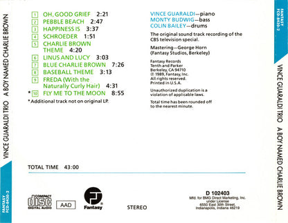 Vince Guaraldi Trio : A Boy Named Charlie Brown (CD, Album, Club, RE)