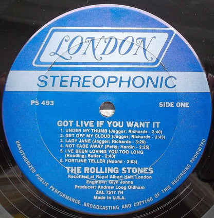 The Rolling Stones : Got Live If You Want It! (LP, Album, Ter)