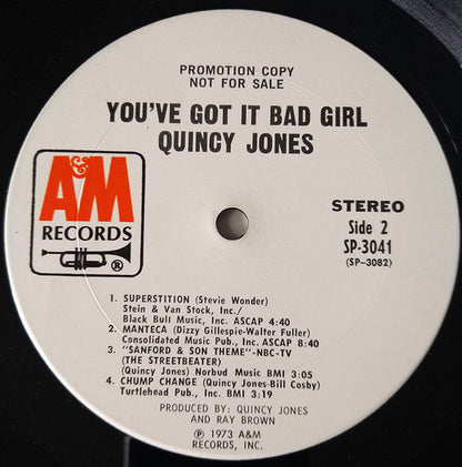 Quincy Jones : You've Got It Bad Girl (LP, Album, Promo, Pit)