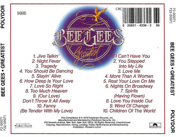 Bee Gees : Greatest (2xCD, Comp, Club, CRC)