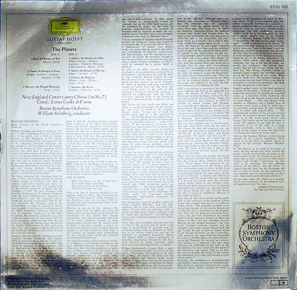 Holst* - Steinberg* • Boston Symphony Orchestra : The Planets (LP, Album)