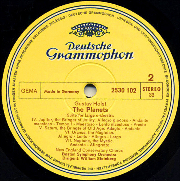Holst* - Steinberg* • Boston Symphony Orchestra : The Planets (LP, Album)