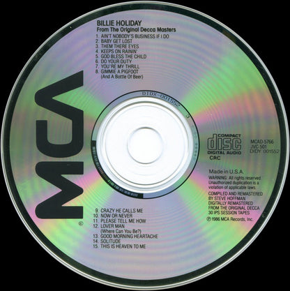 Billie Holiday : From The Original Decca Masters (CD, Comp, Club, RE, RM)