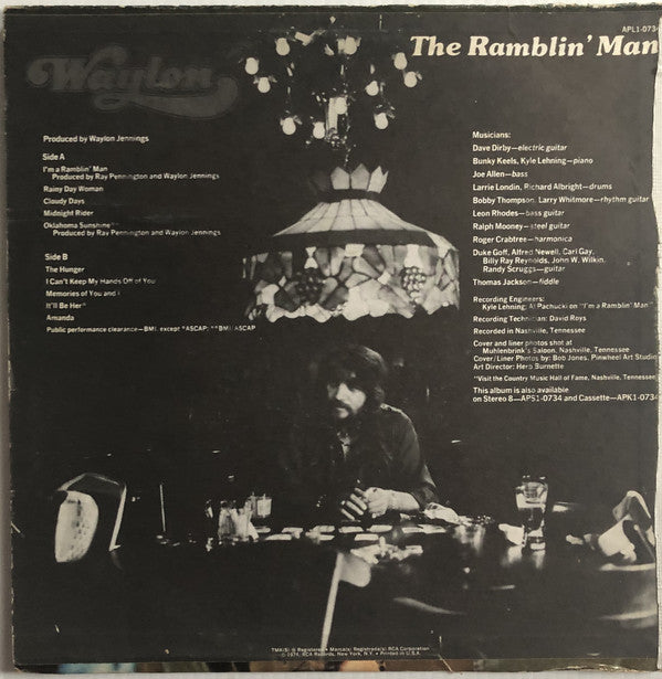 Waylon Jennings : Waylon The Ramblin' Man (LP, Album, Ind)