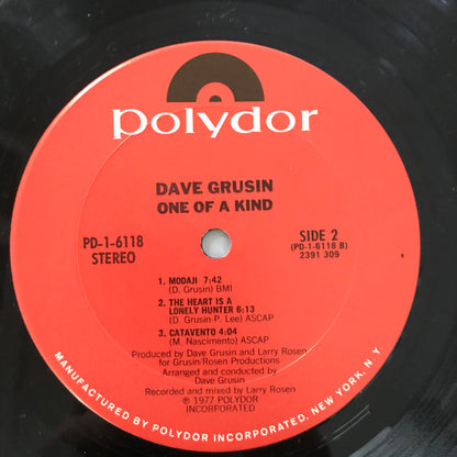 Dave Grusin : One Of A Kind (LP, Album, Pit)