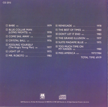 Styx : Classics Volume 15 (CD, Comp, Club, RE)