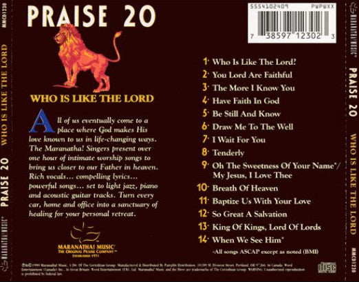 The Maranatha Singers : Praise 20: Who Is Like The Lord (CD, Album, Club)