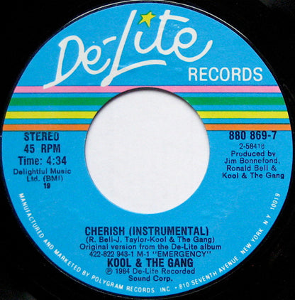 Kool & The Gang : Cherish (7", Single, Styrene, 19 )
