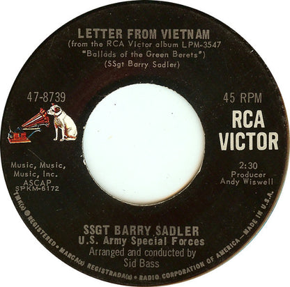 SSgt Barry Sadler* : The Ballad Of The Green Berets / Letter From Vietnam (7", Single, Mono, Roc)