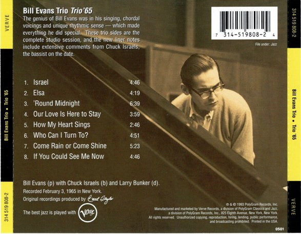 Bill Evans Trio* : Trio '65 (CD, Album, RE)