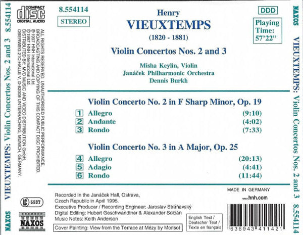 Vieuxtemps* – Misha Keylin, Janáček Philharmonic Orchestra*, Dennis Burkh : Violin Concertos Nos. 2 And 3 (CD, Album)