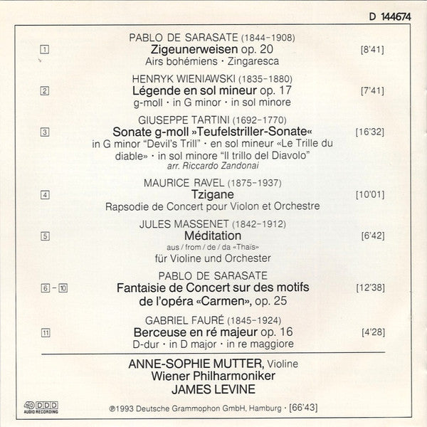 Anne-Sophie Mutter, Wiener Philharmoniker, James Levine (2) : Carmen-Fantasie (CD, Album, Club)