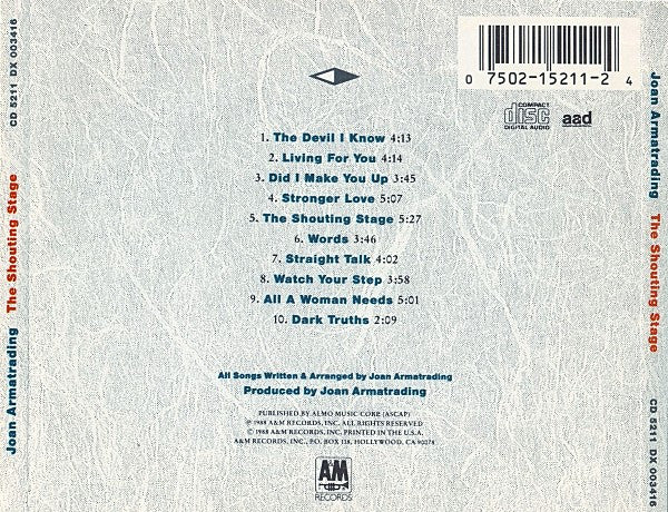 Joan Armatrading : The Shouting Stage (CD, Album, RM)