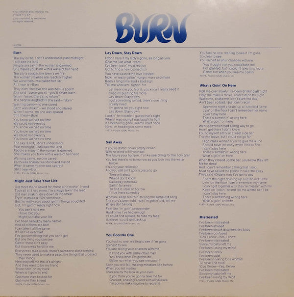 Deep Purple : Burn (LP, Album, RCA)