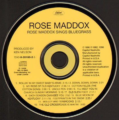 Rose Maddox : Sings Bluegrass (CD, Album, Club)