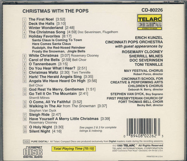 Erich Kunzel, Cincinnati Pops Orchestra, Rosemary Clooney, Sherrill Milnes, Doc Severinsen, Toni Tennille : Christmas With The Pops (CD, Album)
