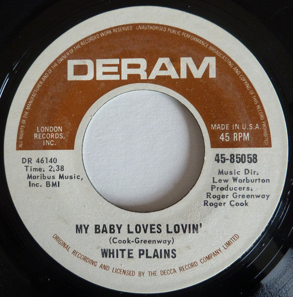 White Plains : My Baby Loves Lovin' / Show Me Your Hand (7", Single, Styrene, She)