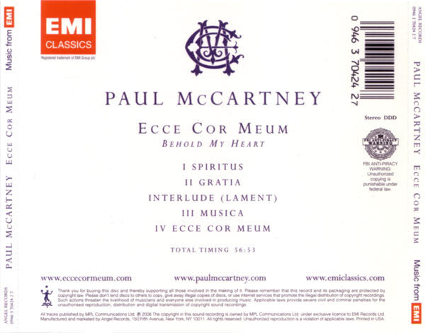 Buy Paul McCartney Ecce Cor Meum (CD, Album) Online for a great price