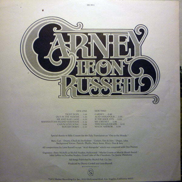 Leon Russell : Carney (LP, Album, Los)
