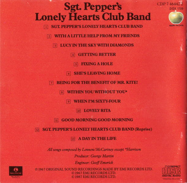 The Beatles : Sgt. Pepper's Lonely Hearts Club Band (CD, Album, RE, RP, Jax)