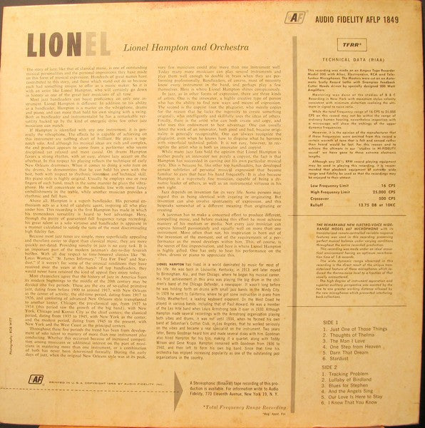 Lionel Hampton And Orchestra* : Lionel...Plays Drums, Vibes, Piano (LP, Album, Mono)