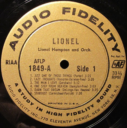 Lionel Hampton And Orchestra* : Lionel...Plays Drums, Vibes, Piano (LP, Album, Mono)