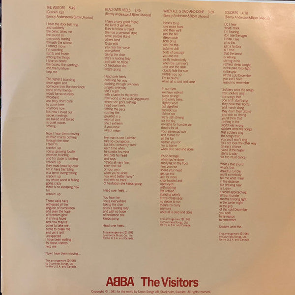 ABBA : The Visitors (LP, Album, Club, crc)