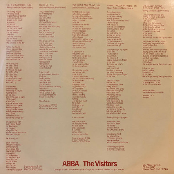ABBA : The Visitors (LP, Album, Club, crc)