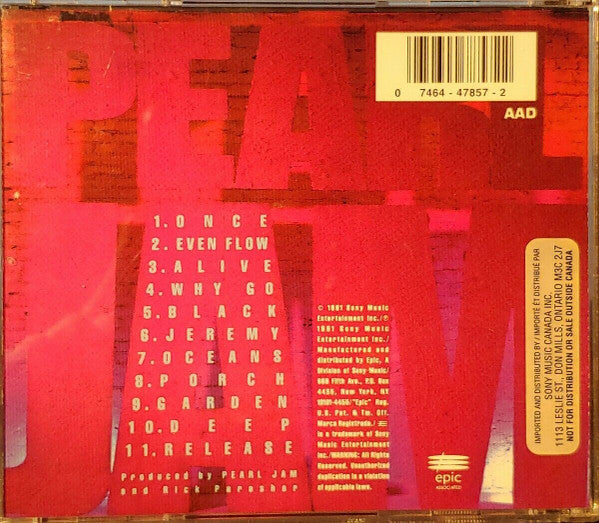 Pearl Jam : Ten (CD, Album)