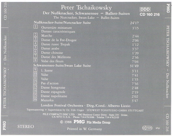 Peter I. Tschaikowsky* - London Festival Orchestra (2), Alberto Lizzio : Der Nußknacker , Schwanensee = The Nutcracker, Swan-Lake Ballet-Suiten / Ballet Suites (CD, Album)
