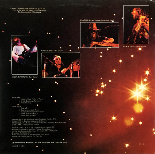 Manfred Mann's Earth Band : Solar Fire (LP, Album, All)