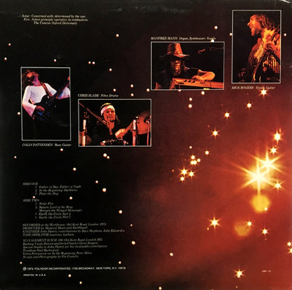 Manfred Mann's Earth Band : Solar Fire (LP, Album, All)